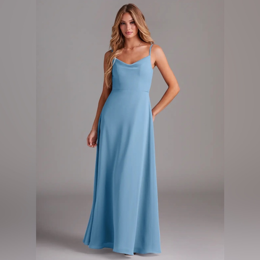 AZAZIE DAENERYS
Steel Blue A-Line Cowl Chiffon Dress 8